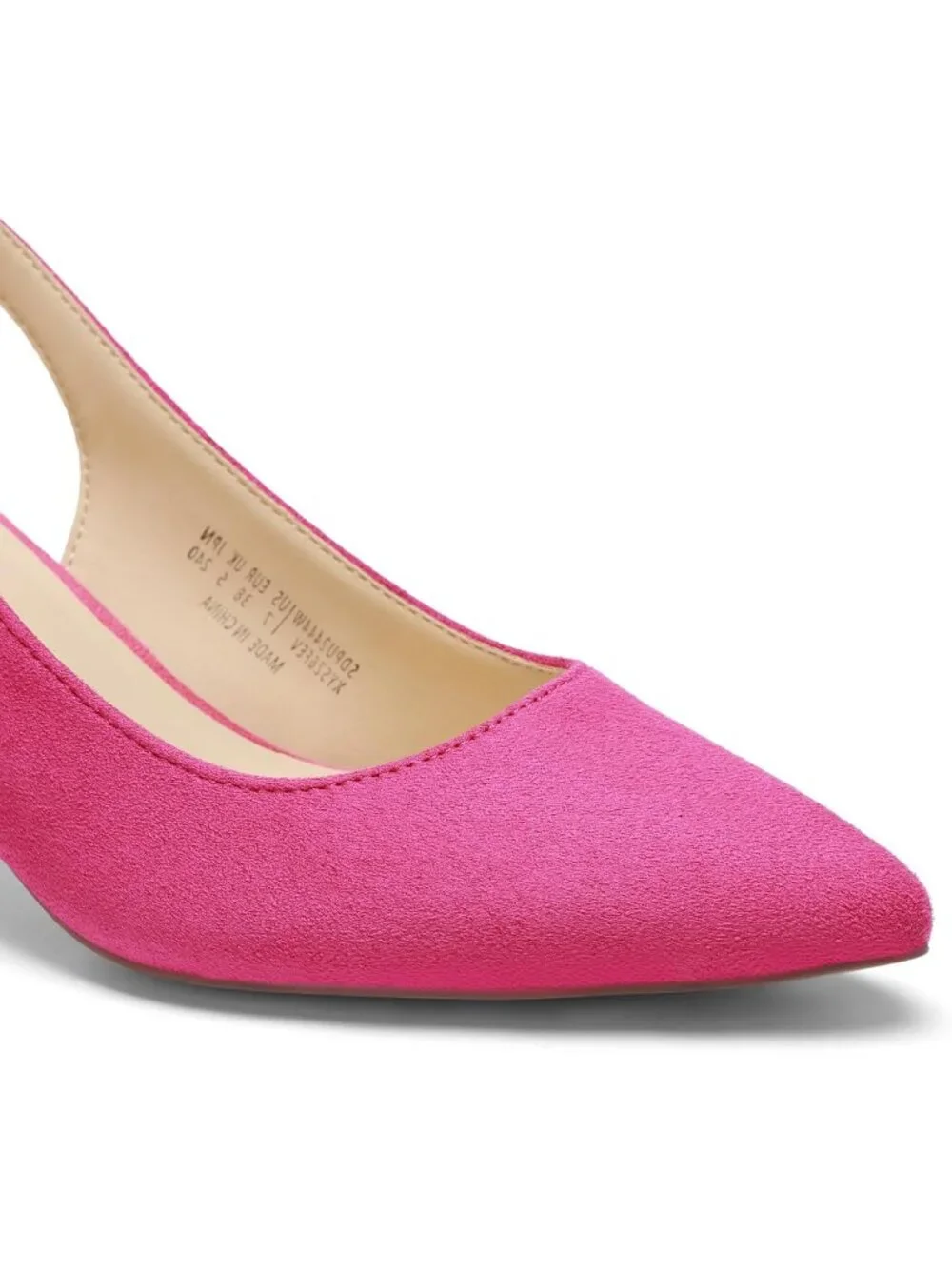 Dream Pairs Women's Hot Pink Pointed Toe Faux Leather Kitten Slingback Heels